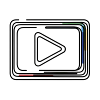 DALL·E 2023-10-20 17.15.59 - A very simple and continuous line drawing of a video play window on a white background. The line alternates between the colors black, rgb(2,71,81), rg